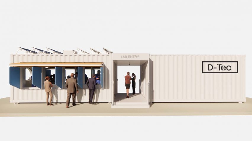 D-Tec shipping-container coronavirus-testing centres by Grimshaw and SG Blocks for Osang