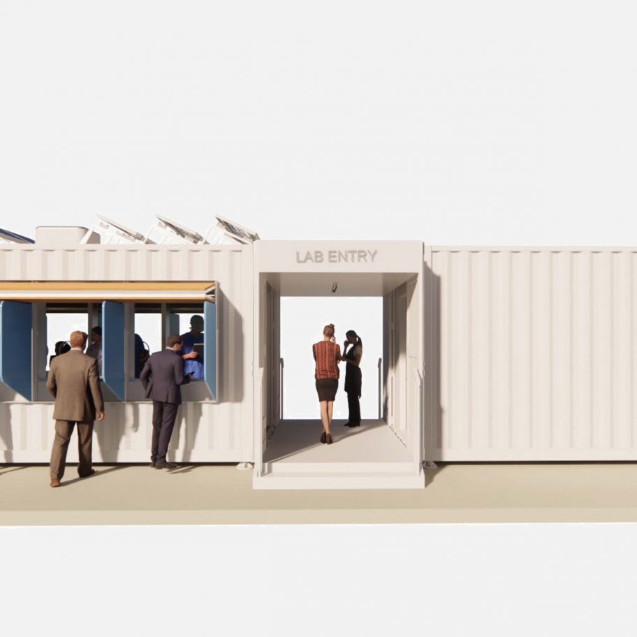 D-Tec shipping-container coronavirus-testing centres by Grimshaw and SG Blocks for Osang