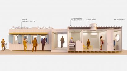 D-Tec shipping-container coronavirus-testing centres by Grimshaw and SG Blocks for Osang