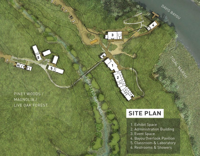 Marine Education Center at the Gulf Coast Research Laboratory by Lake Flato Architects Site Plan