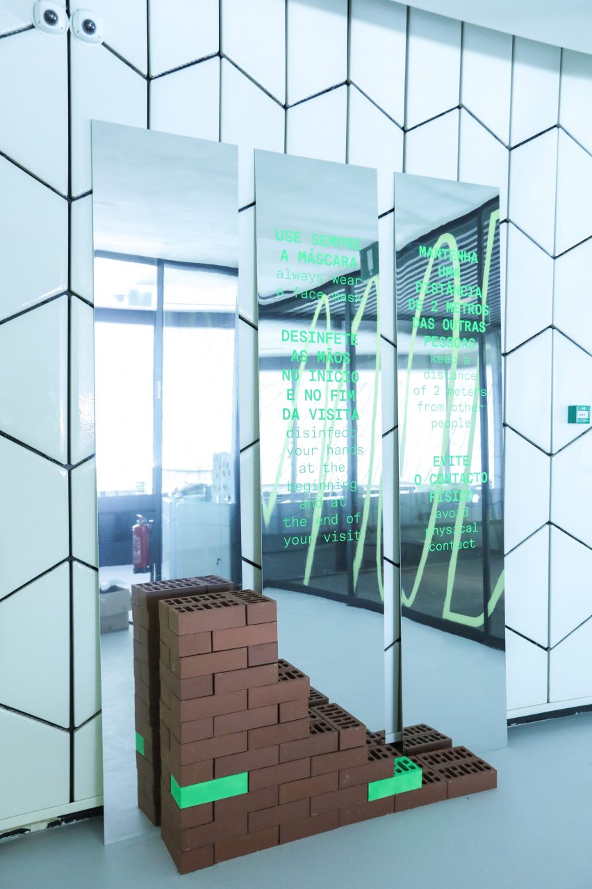 Social distancing installation at MAAT by Sam Barrow
