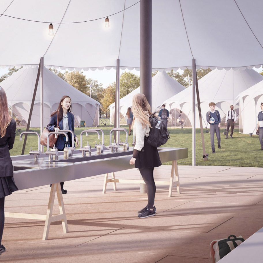 Curl la Tourelle Head's concept for pop-up teaching spaces could expand capacity for socially distanced learning