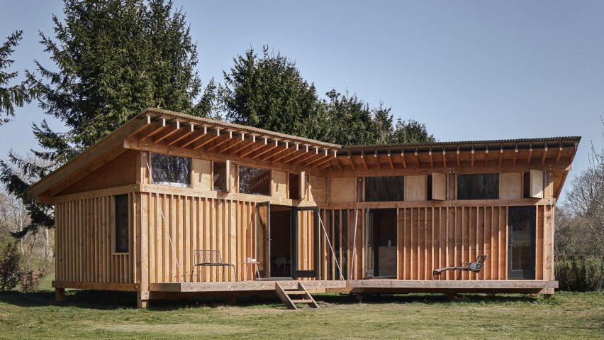 Exposed timber cabin in Drenthe, the Netherlands, by Crafted Works