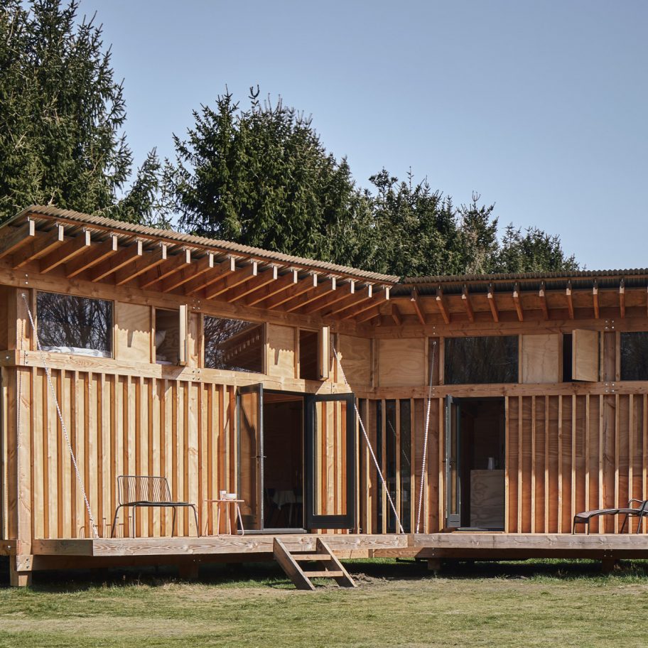 Exposed timber cabin in Drenthe, the Netherlands, by Crafted Works