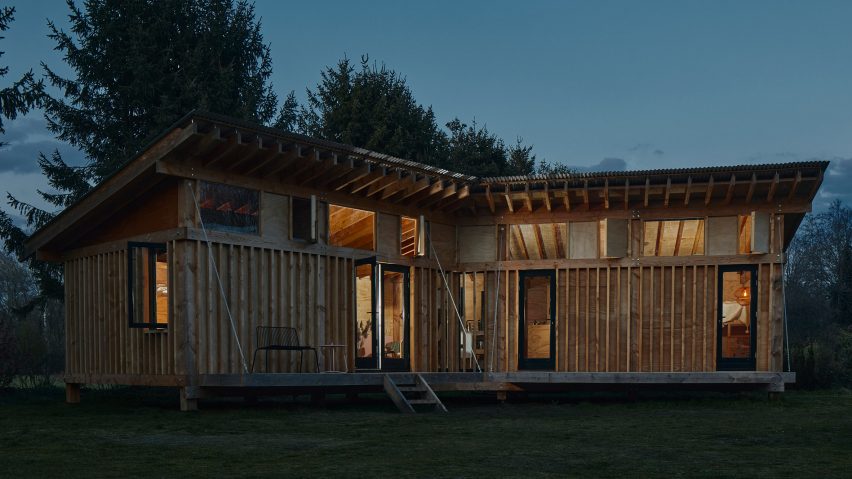 Exposed timber cabin in Drenthe, the Netherlands, by Crafted Works