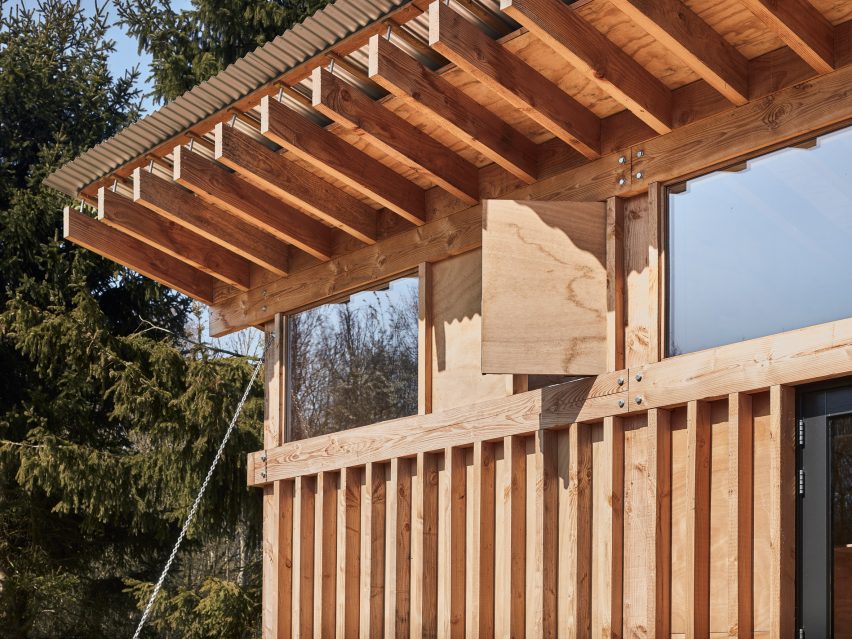 Exposed timber cabin in Drenthe, the Netherlands, by Crafted Works