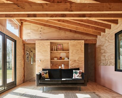 Exposed timber cabin in Drenthe, the Netherlands, by Crafted Works