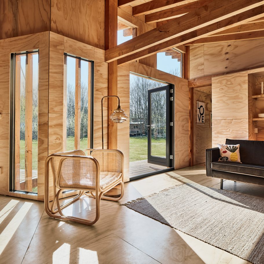 Exposed timber cabin in Drenthe, the Netherlands, by Crafted Works