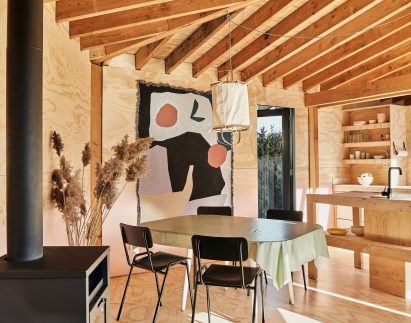 Exposed timber cabin in Drenthe, the Netherlands, by Crafted Works