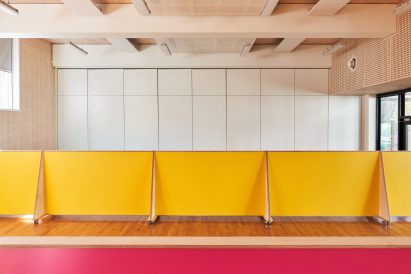 Social-distancing furniture for Charles Dickens Primary School by UNIT Fabrications