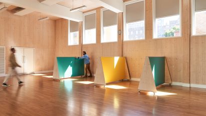Social-distancing furniture for Charles Dickens Primary School by UNIT Fabrications