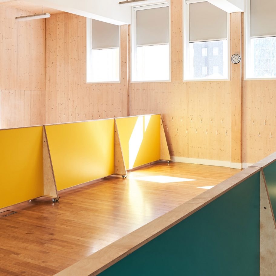 Social-distancing furniture for Charles Dickens Primary School by UNIT Fabrications