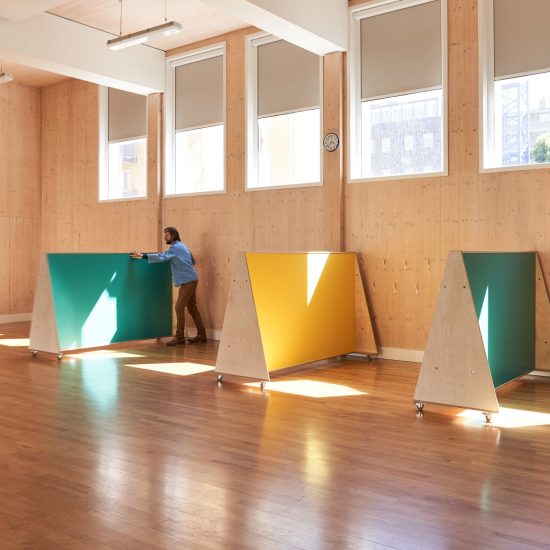 Social-distancing furniture for Charles Dickens Primary School by UNIT Fabrications