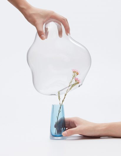 Yuhsien designs glass "flower hoods" informed by bubbles and mochi cake