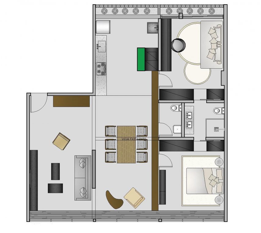 308 Apartment by Debaixo do Bloco Arquitetura Floor plan