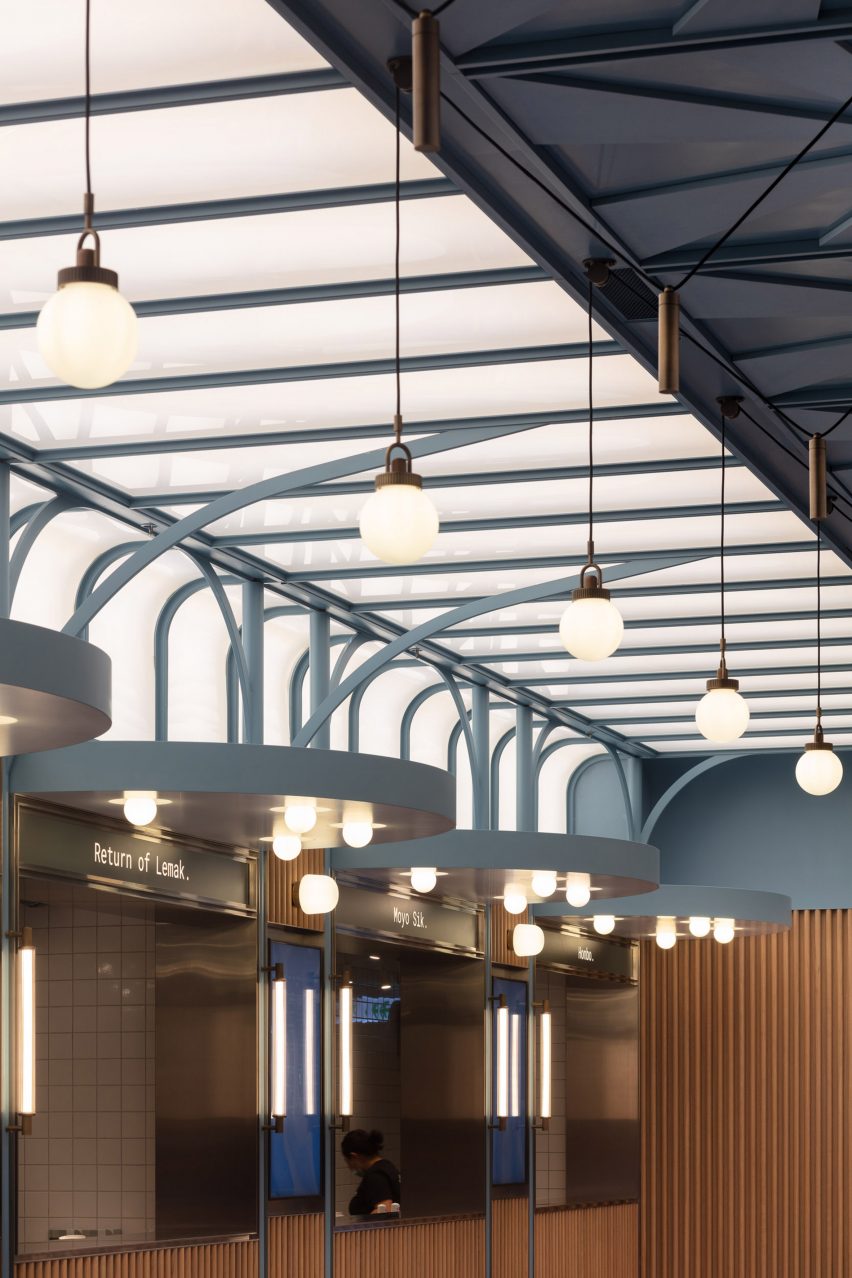 Basehall food hall in Hong Kong designed by Linehouse