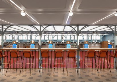 Basehall food hall in Hong Kong designed by Linehouse