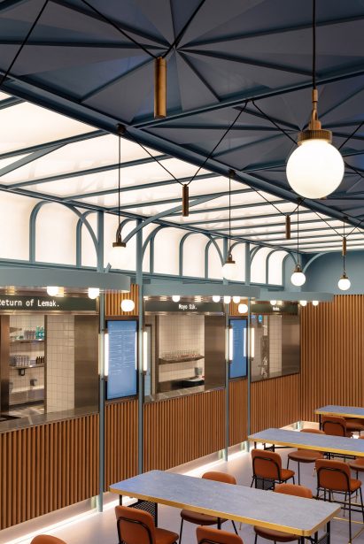Basehall food hall in Hong Kong designed by Linehouse