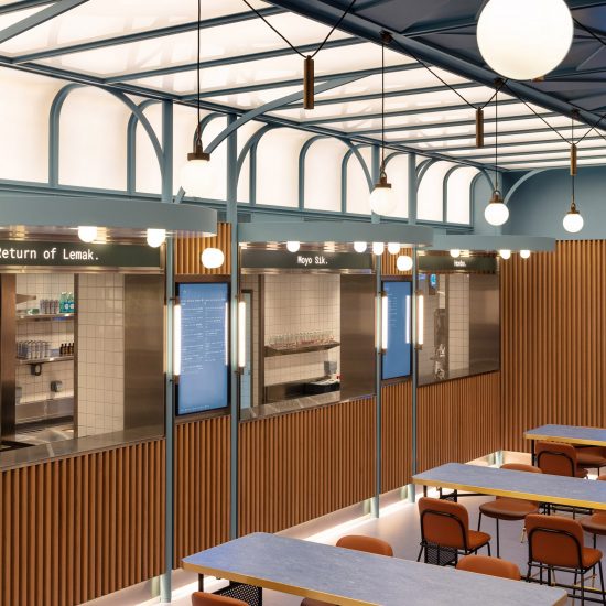 Basehall food hall in Hong Kong designed by Linehouse