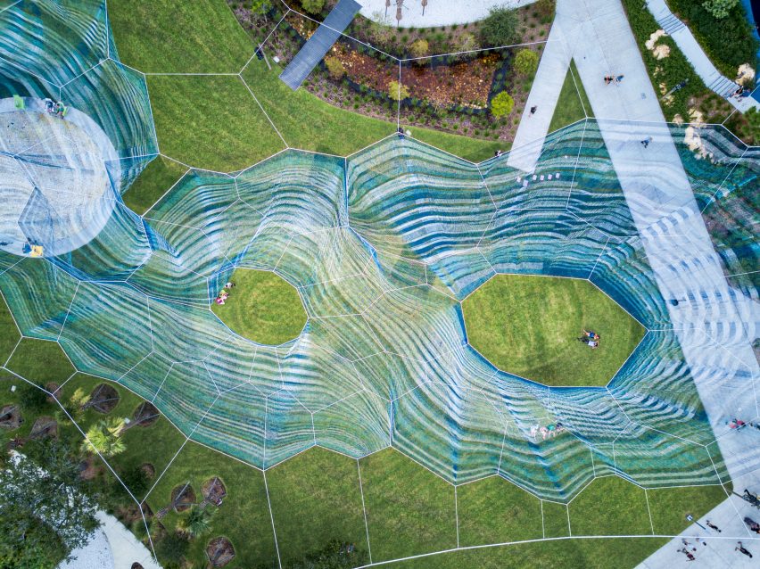 Bending Arc by Janet Echelman