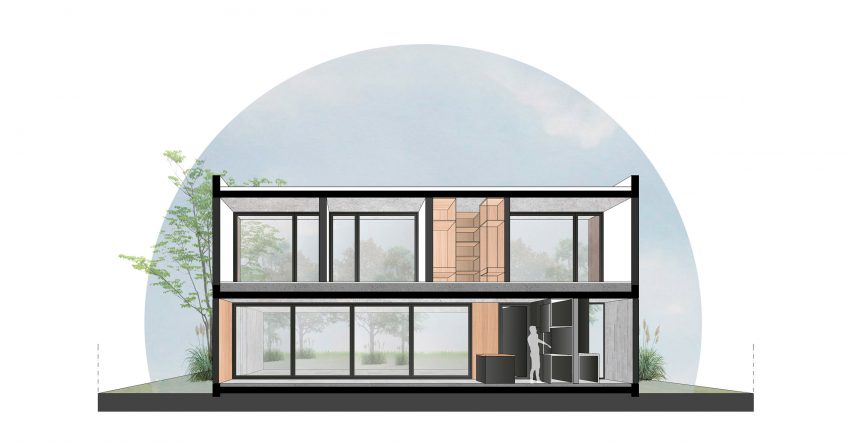 Black House by V2 Arquitectos Section