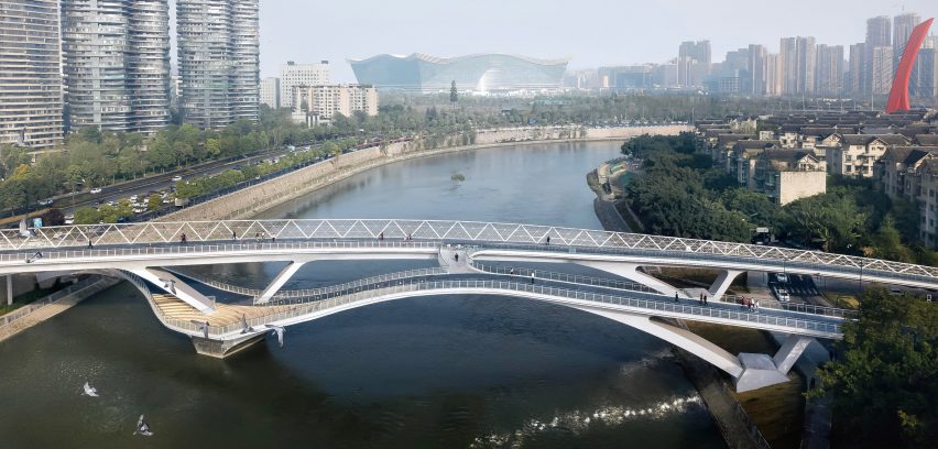 Wuchazi Bridge in Chengdu by architects Tom Wünschmann, Achim Kaufer, Wei Cai and Philipp Buschmeyer and Chinese design institutes SADI and JDTM