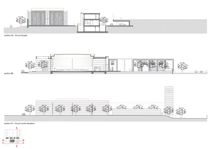 Church and community centre in Castel di Lama by Studio Contini