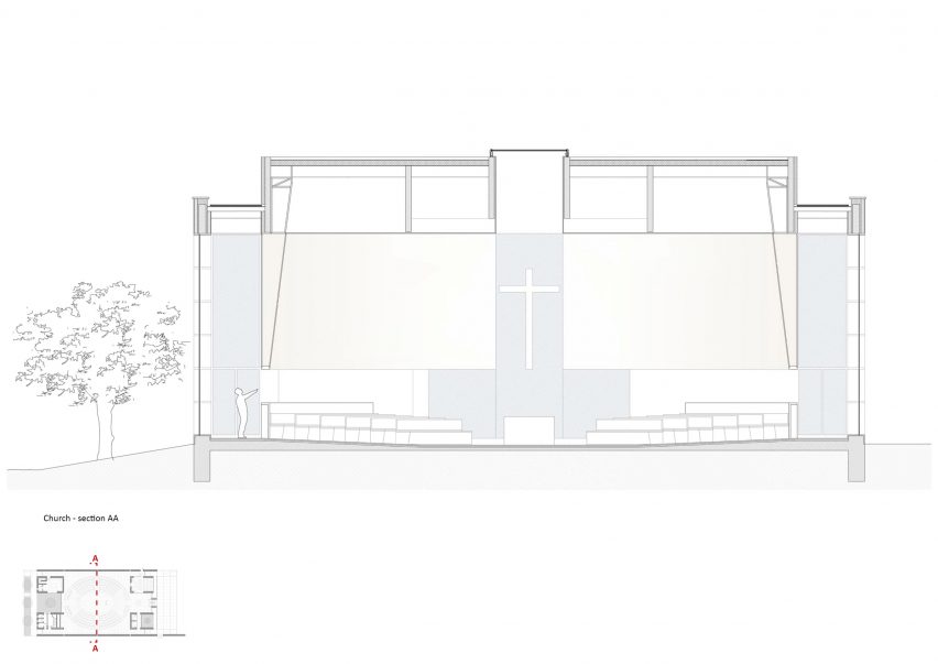 Church and community centre in Castel di Lama by Studio Contini