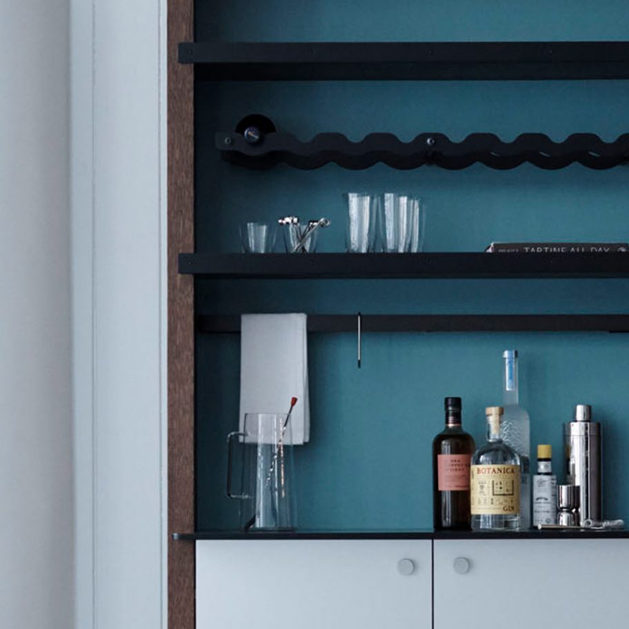 Color Box Bar shelving unit by Henrybuilt