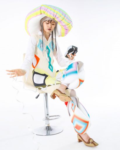 Central Saint Martins graduate Dahee Kim attaches bulbous beanbags to uniform-esque garments