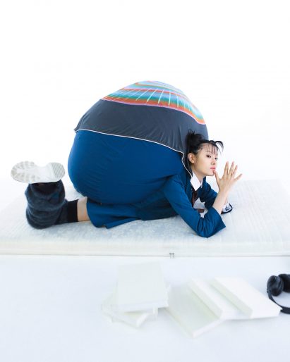 Central Saint Martins graduate Dahee Kim attaches bulbous beanbags to uniform-esque garments