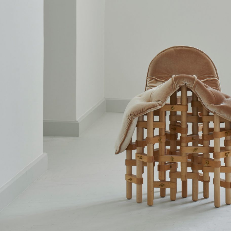 Envisioned Comfort furniture collection pairs velvet seats with wooden frameworks