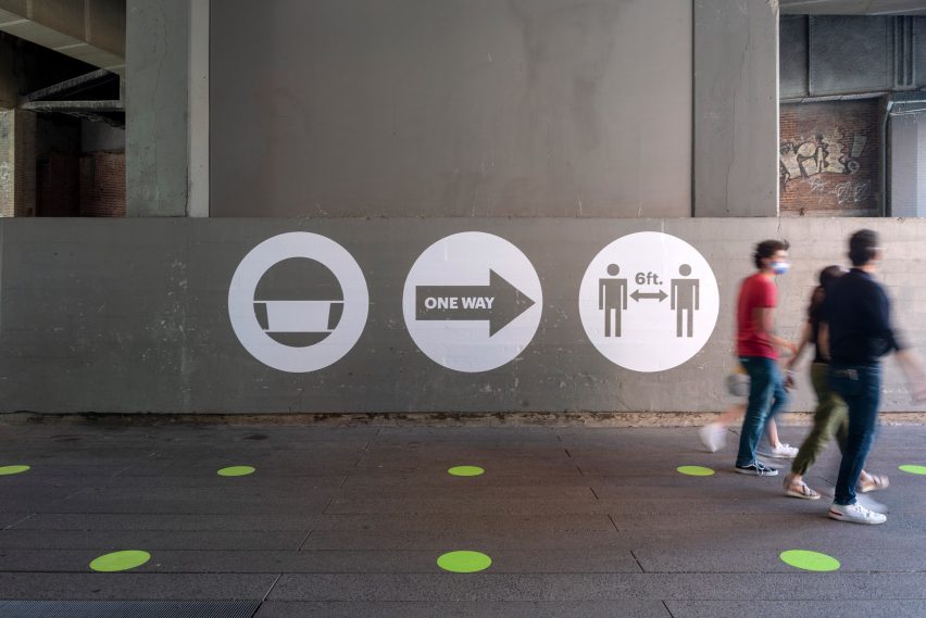 Paula Scher covers High Line in green dots to encourage social distancing