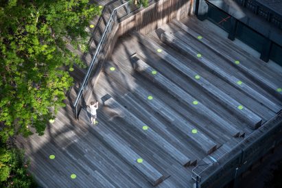 Paula Scher covers High Line in green dots to encourage social distancing