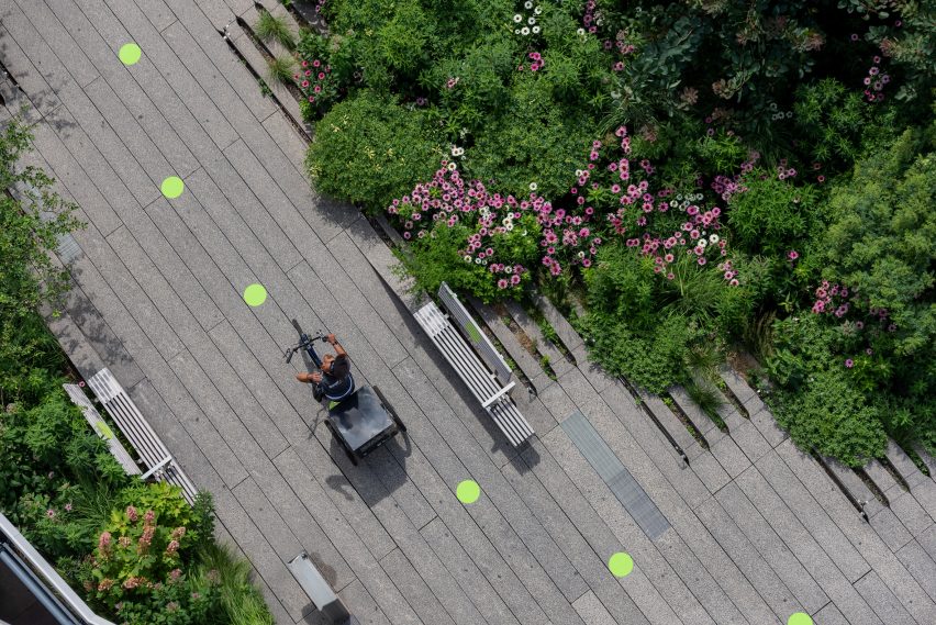 Paula Scher covers High Line in green dots to encourage social distancing