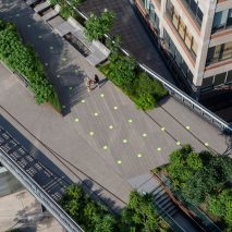 Paula Scher covers High Line in green dots to encourage social distancing
