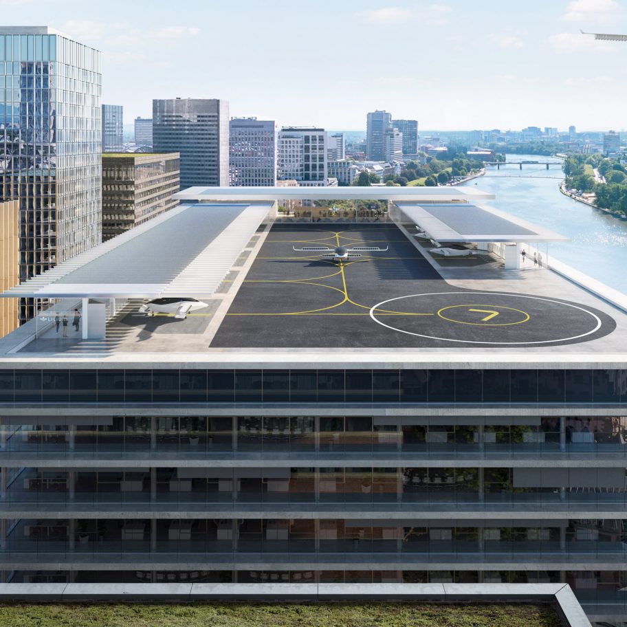 Urban vertiports by flying taxi startup Lilium