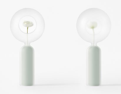Nendo designs space helmet-shaped vessels and cascading tables for Zens