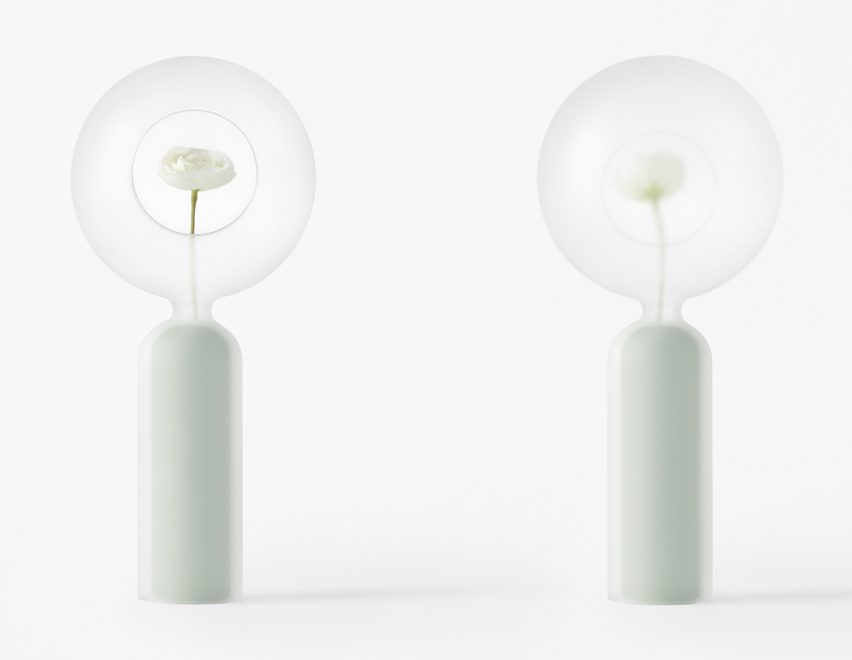Nendo designs space helmet-shaped vessels and cascading tables for Zens