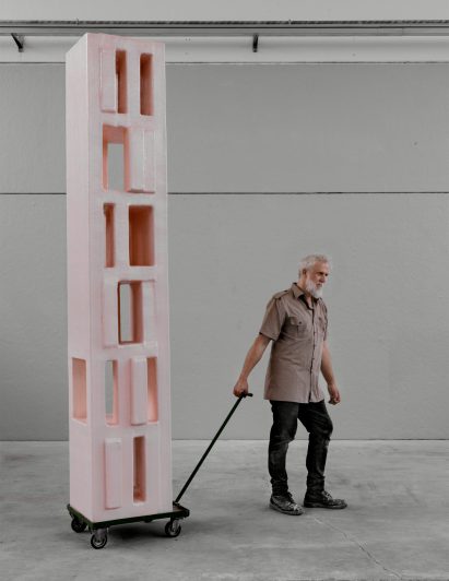 Studio Nucleo animates geometric Primitive furniture with pastel hues for Nilufar Gallery