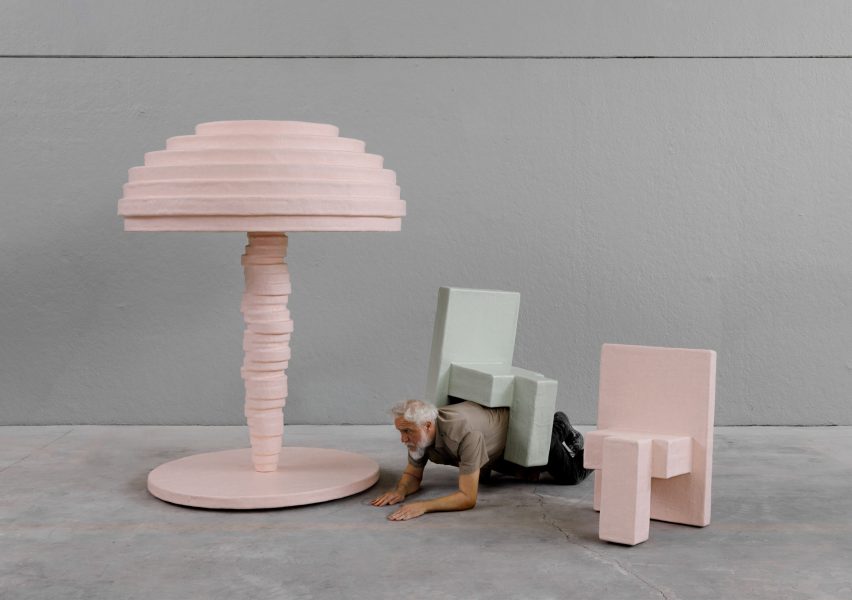 Studio Nucleo animates geometric Primitive furniture with pastel hues for Nilufar Gallery