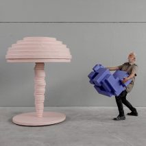 Studio Nucleo animates geometric Primitive furniture with pastel hues for Nilufar Gallery