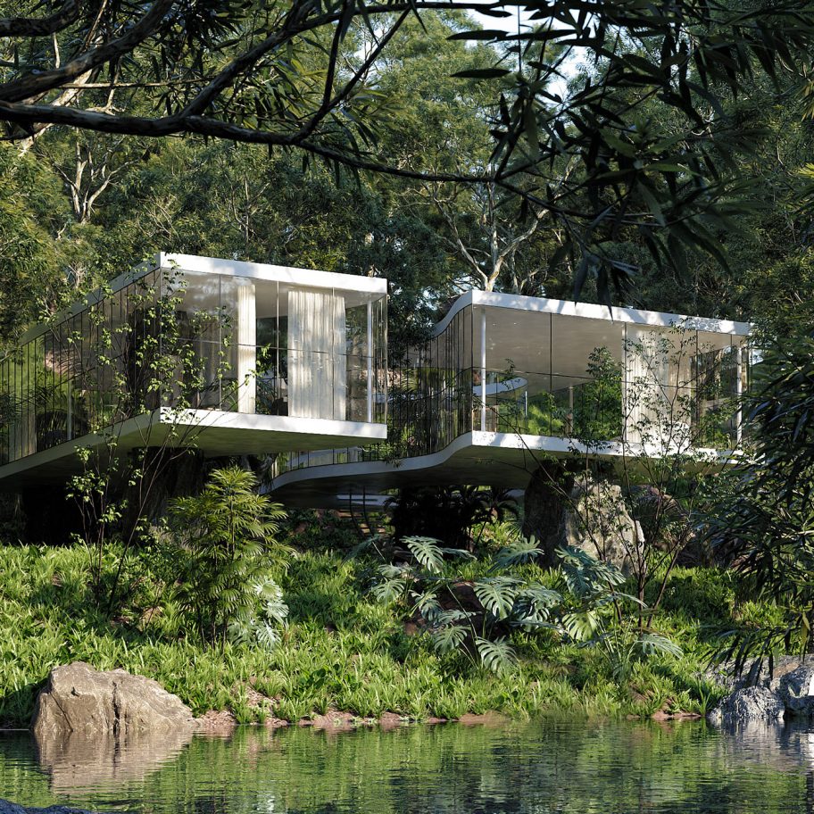 Casa Atibaia renderings designed by Charlotte Taylor and Nicholas Préaud