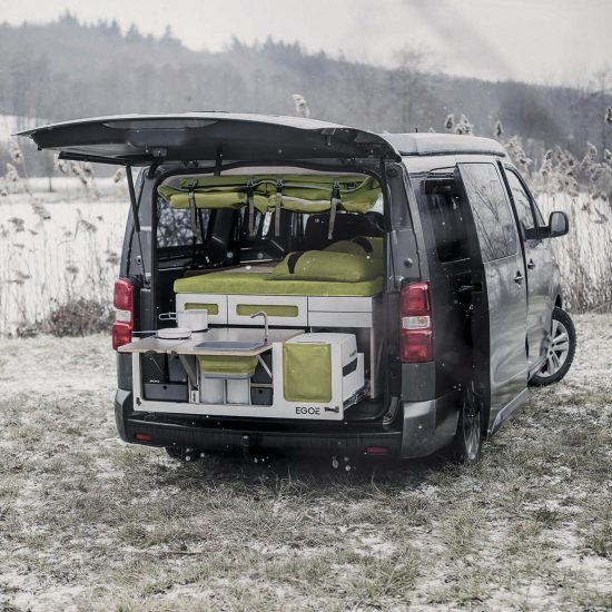Nestbox is a modular trunk extension that turns cars into campers by Czech firm Studio 519