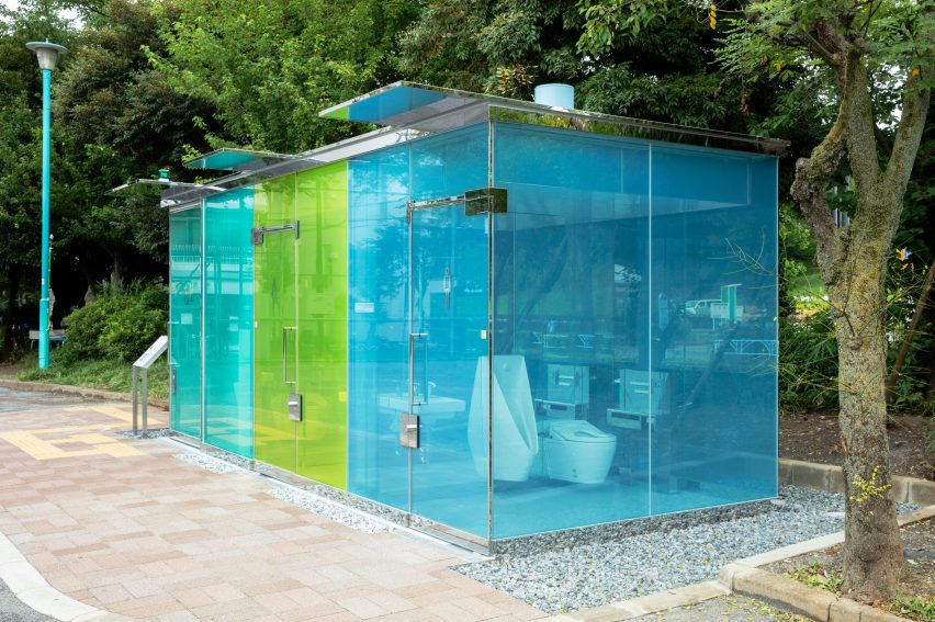 Public toilets in Tokyo's Yoyogi Fukamachi Mini Park and the Haru-No-Ogawa Community Park by Shigeru Ban for the Tokyo Toilet project