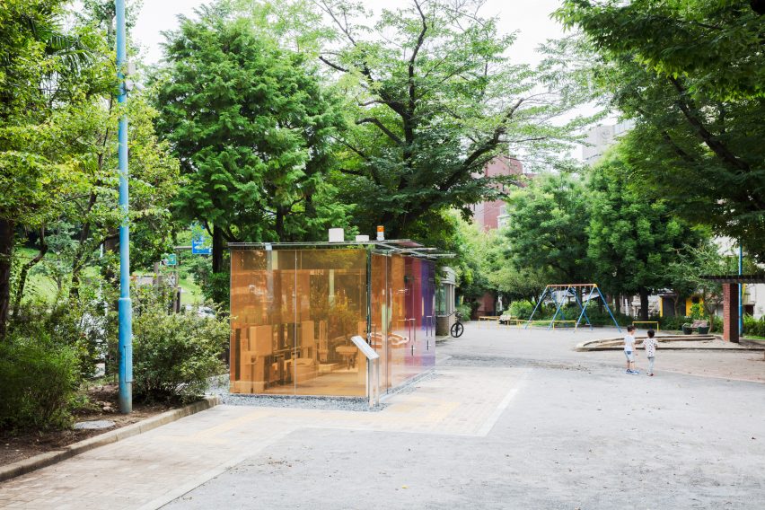 Public toilets in Tokyo's Yoyogi Fukamachi Mini Park and the Haru-No-Ogawa Community Park by Shigeru Ban for the Tokyo Toilet project