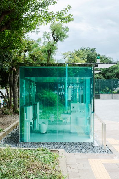 Public toilets in Tokyo's Yoyogi Fukamachi Mini Park and the Haru-No-Ogawa Community Park by Shigeru Ban for the Tokyo Toilet project