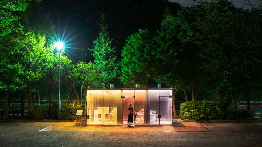 Public toilets in Tokyo's Yoyogi Fukamachi Mini Park and the Haru-No-Ogawa Community Park by Shigeru Ban for the Tokyo Toilet project