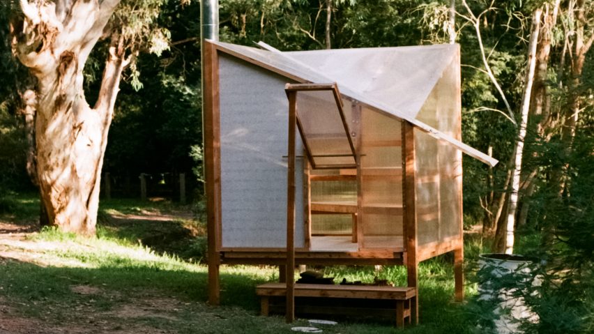 Studio Rain erects translucent flat-pack sauna on banks of Yarra River