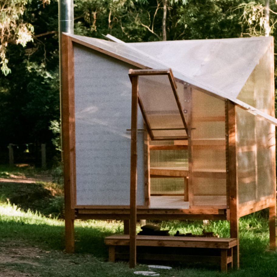 Studio Rain erects translucent flat-pack sauna on banks of Yarra River